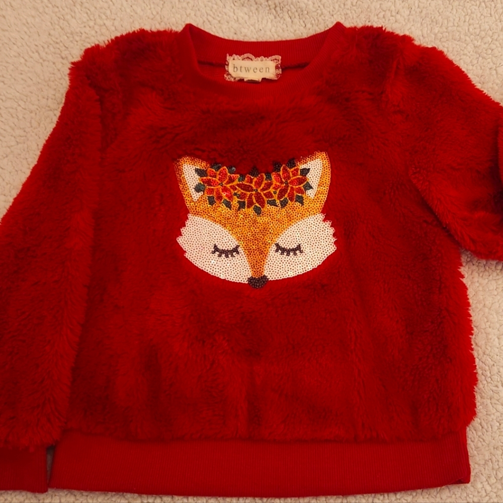 Btween Baby Girls Fleece Love Red Fox W Leaf Crown size 4t